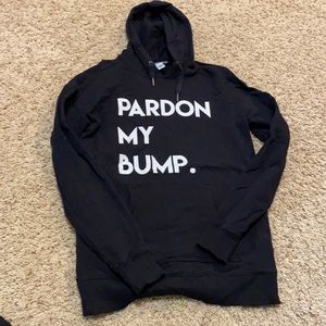 New condition maternity hoodie featuring “Pardon my bump” graphic on front